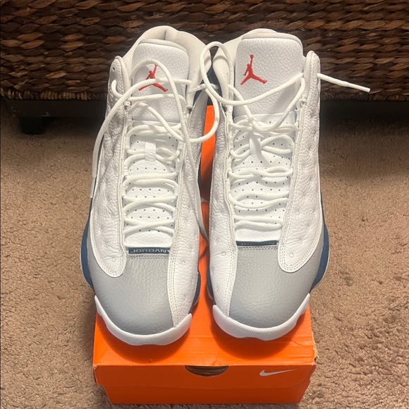 Nike Air Jordan White and Gray Sneakers with Red Accents